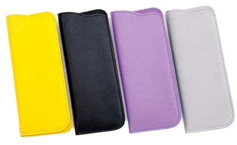 LACHT 4 Pcs Funda Gafas Blanda, Funda Gafas De Sol, Estuche Para Anteojos Estuche Suave Para Gafas De Sol, Pu Cuero Suaves Estuche Gafas Lectura Almacenaje, Caso Bolsa Gafas Para Hombre Mujer
