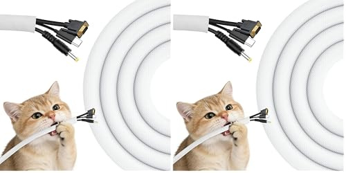 Cozary 3m Guaina per Cavi Elettrici Intrecciata, 9.5mm Flessibile Self-closing Raccogli Cavi, Tagliabile Nascondi Cavo Guaina, Espandibile Copri Cavo Elettrici per TV Computer Auto (Confezione da 2)