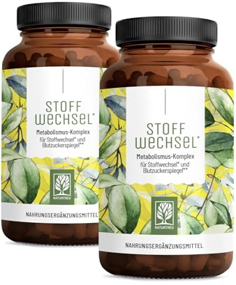 NATURTREU® Stoffwechsel Kapseln Diät Unterstützung - Hochdosiert | mit grünem Tee, Forskohlii, Cholin, Spargel, Bittermelone, Garcinia Cambogia & Chrom - 240 Stoffwechsel Kapseln vegan