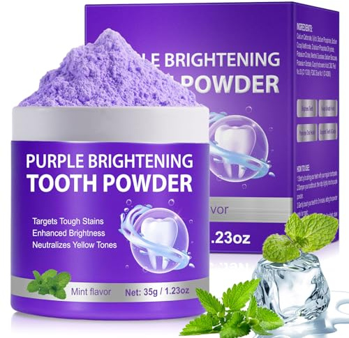 Teeth Whitening Powder, Enamel-Safe & Sensitivity-Free, Purple Tooth Whitener Stain Remover, Removes Years of Stains, Tobacco, Tea, Coffee, Protect Gums & Freshen Breath
