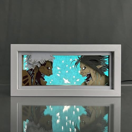Jilijia Eren Jaeger Nachtlicht Anime Charakter Levi/Zoe Hans 3D Papierschnitzerei Lichtkasten Fernbedienung Anpassung Tischlampe für Zuhause Schlafzimmer Dekoration