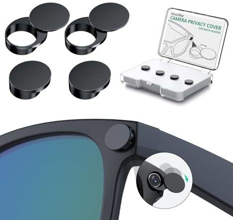 Tapa de Webcam Rotativa 180° para Gafas Inteligentes Meta Gen 2 [Paquete de 4], Tapa de Luz LED Reutilizable para Wayfarer/Skyler/Headliner & Oakley Meta HSTN, Accesorios de Privacidad [Negro]