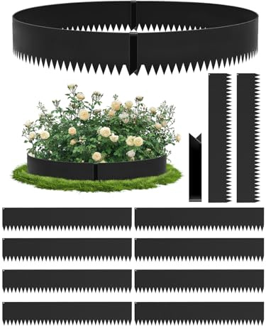 Dibaful Bordure de pelouse Flexible en Acier Corten - 107,5 cm x 10 Bordure de Parterre - Bordure de pelouse Flexible - pour Bordure de Parterre - Bordure de Jardin - Noir - 15 cm