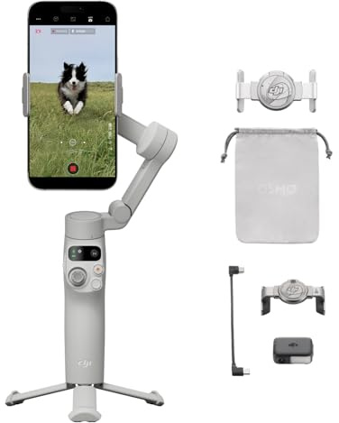 DJI Osmo Mobile 7 Advanced Tracking Combo, Gimbal-Stabilisator für iPhone&Android, integriertes Stativ, Ultraleicht, 3-Achsen-Smartphone-Gimbal, Natives Tracking, EIN-klick-Nachbearbeitung, 10h Akku