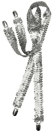 Bristol Novelty Suspenders Braces Tirantes plateados con lentejuelas, sólido, multicolor, Talla única (BA1028) Halloween
