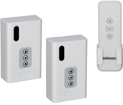 celexon Professional 2-Kanal Funk-Set | Fernbedienung für Ihr Heimkino | zum Steuern von Motor-Leinwand, Beamer und Lift - auch durch Mauerwerk! | weitere Trigger oder Empfänger sind koppelbar