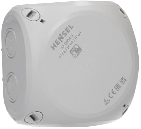Hensel KF 0404 G Kabelabzweigkasten wetterfest IP66 mit Klemme | Feuchtraumdose 1,5-4 qmm 3phasig, 6 qmm 1phasig, mit 5-poliger Klemme, für Outdoor & Keller, grau