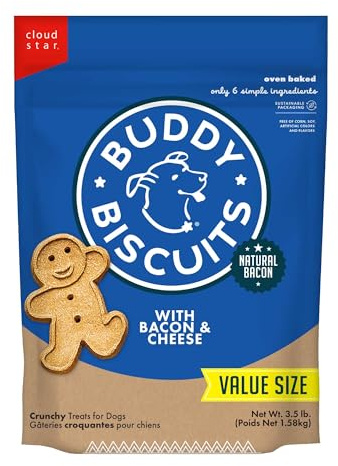 Buddy Biscuits Crunchy Dog Treats, Bacon & Cheese 3.5 lbs. Bag
