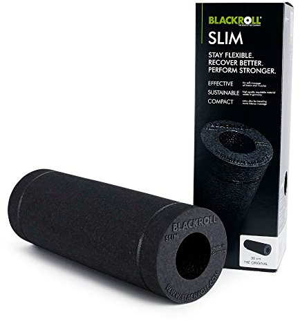 BLACKROLL® SLIM Faszienrolle (30 x 10 cm), Fitness-Rolle zur Selbstmassage von Rücken und Beinen, schmale Massagerolle für Reisen und unterwegs, mittlere Härte, Made in Germany, Schwarz
