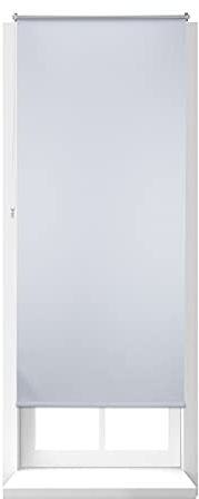 Relaxdays Thermo Verdunklungsrollo, Hitzeschutz, Fenster Seitenzugrollo, Klemmfix ohne bohren, 90x210, Stoff 86 cm, weiß