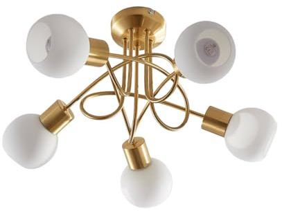 Ceiling Light 'Elaina' dimmable in Gold Made of Glass for e.g. Living Room & Dining Room (5 Light Sources, E14) from Lindby | Ceiling lamp, lamp
