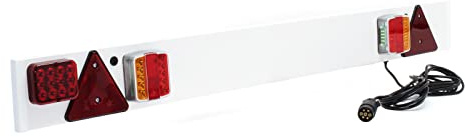 WilTec Rampe d’éclairage LED pour Remorque 7 Broches – Largeur 137 cm & Câble de 6 m – avec Feux arrière Feu Stop, Clignotants, etc. – Plaque de signalisation Voiture routière