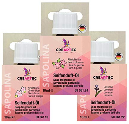 Creartec Seifenduft-Öl - 3er-Set (Kirschblüte, Pfirsich, Lavendel …)
