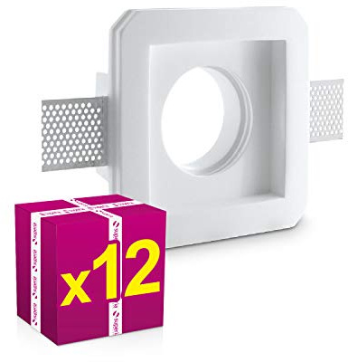 Superia - 12pz Portafaretto in Gesso CERAMICO da Incasso Quadrato Slim per Controsoffitti cod. GA400