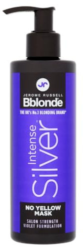 Jerome Russell Bblonde Intense Silver Purple Mask - Blonde Hair Toner for Dry & Damaged Hair, Vegan & Sulphate Free, 250ml