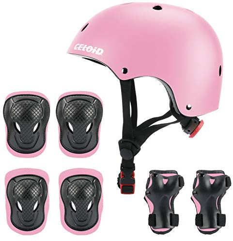 CELOID Kids Helmet Pad Set,Adjustable Kids Skateboard Bike Helmet Knee & Elbow Pads Wrist Guards 8-14yrs Youth Protective Gear Set for Girls Boys Bicycle Bike Roller Skating Scooter Rollerblade Sport