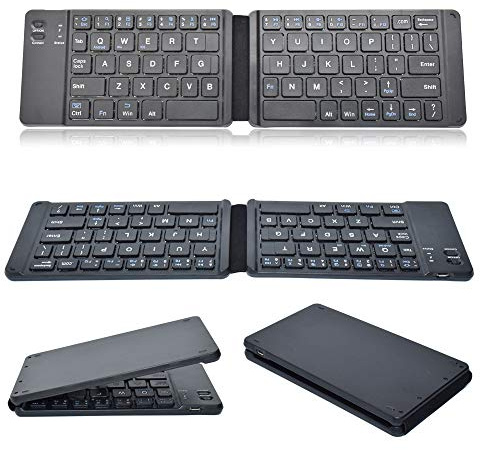 N//B Mini Clavier Bluetooth Pliable, Conception Ultra-Mince, Clavier sans Fil Portable pour iOS/Android/Windows/PC/Tablette/Smartphone (Noir)