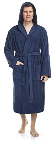 Badrock med huva för män | vaddlängd, Storlek män: XXL, Storlek unisex: XXL-3XL, Färg: Marinblå
