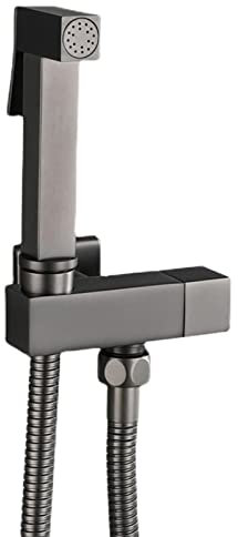 Doccino Bidet Portatile Doccetta per Bidet Acqua Fredda Spruzzatore a Pressione Bidet con Tubo con 1/2 Valvola Idroscopino per Wc Ottone,Grigio