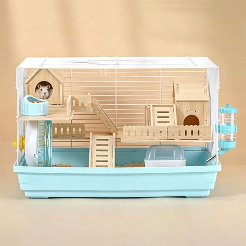 xixi-home Hamsterkäfig für syrischer Hamster, Zwerghamster, 2-stöckig, Kleintier-Lebensraum mit verschiedenen Zubehörteilen, großer Hamsterkäfig, für Mäusekäfig, syrischer Rennmäuse (Typ 3, blau)
