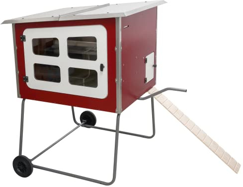 Kerbl Mobile Coop aus Holz, für die Hühnerhaltung auf Grünflächen, L x B x H 113 x 92 x 138 cm, mit Edelstahldach, 442386