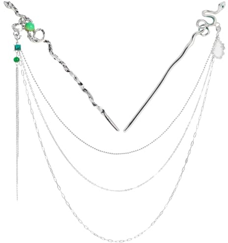 Lurrose Schlangenhaarnadel Mit Dangle-Kette Chinesische Haarnadel Für Dutt Und Lange Haare Haarstab Als Haaraccessoire Für Hochzeit Party Alltag