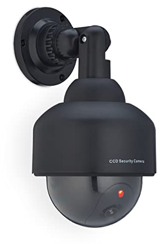 Relaxdays Telecamera Finta di Sorveglianza, Dummy Camera, con LED Lampeggiante, HxLxP, 5x12,5x14 cm, Deterrente, Nero, 23,5 x 12,5 x 14 cm