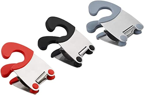 LATRAT 3 pezzi in acciaio inox pentola clip anti-scottatura cucchiaio supporto clip silicone e acciaio inox anti-scottatura Easy Pot morsetto fisso accessori cucina utensili