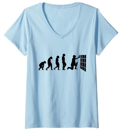 Womens Tile-Setter Tile-Layer Craftsmen Tile-Flooring Floor-Tiler V-Neck T-Shirt