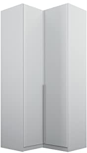 Rauch Möbel Alabama, Kleiderschrank für Schlafzimmer, Kinderzimmer, Wohnzimmer, Garderobe, Flur, Eckschrank 2-türig, Farbe Seidengrau, Breite 100 cm