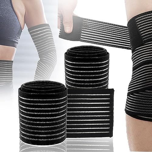 2 Pezzi, Fascia Elastica per Fasciatura, per Compressione di Ginocchio, Polpaccio, Gamba,Coscia,stinco, Supporto per Sport, Basket, Sollevamento