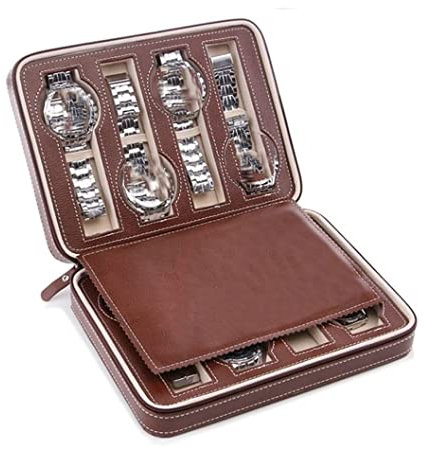 Uhrenkoffer Uhrenrolle Uhrenbox Uhrenschatulle Tragbare Uhrenbox Aus PU-Leder Mit 2/4/8 Schlitzen, Aufbewahrungsbox, Uhren-Organizer-Halter Uhrenetui Uhren Aufbewahrungsbox ( Color : B , Size : 8Slot