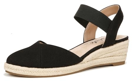 LifeStride Womens Kimmie Wedge Espadrilles Black 7 M