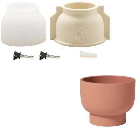BOOWAN NICOLE Moldes de silicona para recipientes de velas en forma de cuenco, molde de silicona para tarro de velas para cemento de hormigón Jesmonite, decoración hecha a mano para el hogar (SH0873)