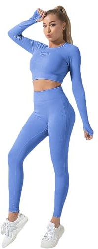 Jamron Damen Winter Dicke 2 Stücke Yoga Kleidung Set Crop Top + Leggings Gymnastikanzug