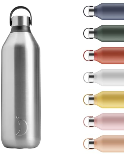 Chilly's Series 2 Water Bottle - BPA-Free Recycled Stainless Steel and Reusable - Leak Proof, Sweat Free - Stainless Steel, 1000ml