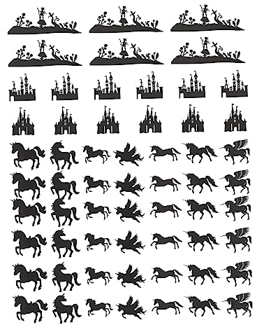 OHPHCALL Unicorn Paper Cards Diy for Jar Lamps 60pcs Mixed Fairy Cards for Jar Decorations for Party and Home Lighting