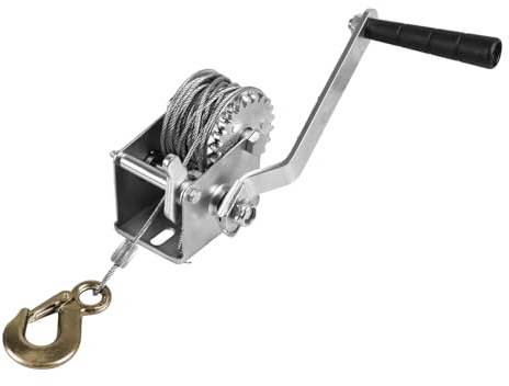JACK BOSS Cabrestante de mano, capacidad de tracción de 600 libras, cabrestante de remolque de barco, manivela de cuerda resistente con cable de acero de 23 pies, cabrestante de manivela manual para