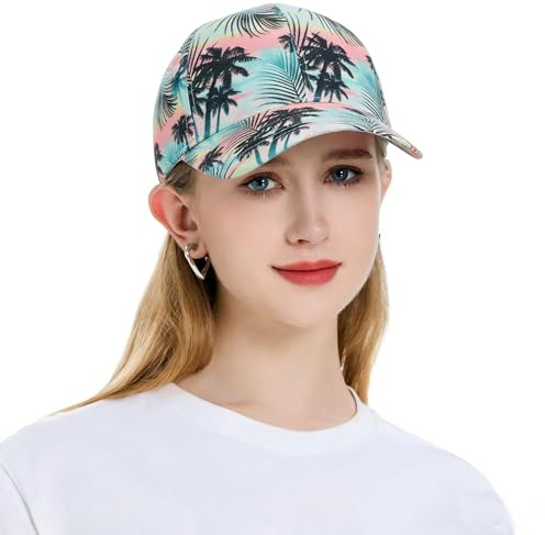 ZLYC Damen Sommer Baseball Cap Mode Blumen Atmungsaktiv Basecap