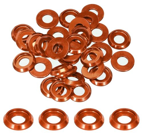 QUARKZMAN Rondelles Coniques M6 Avec Tête en Forme de Coupe, Diamètre du Trou 6mm/0,24, Rondelles en Aluminium pour Vis RC/FPV/PC/Drone/Accessoires Mécaniques, Lot de 40 (Orange)