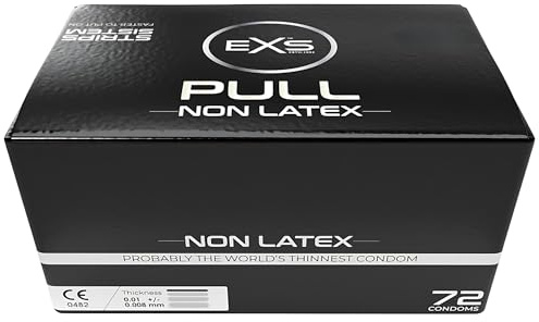 EXS Pull Latexfreie Kondome (72er-Pack) Reguläre Passform, latexfrei, gerade Wandung mit Reservoir, PETA-zertifiziertes veganes Kondom, 3 Jahre haltbar – CE-gekennzeichnet, Deutsch entwickelt