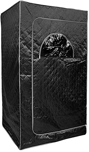 Sauna plegable cabina de calor, Sauna infrarroja portátil, Tienda corporal, Spa personal en casa controlador de temperatura remoto 1000W Función de sincronización (negro)