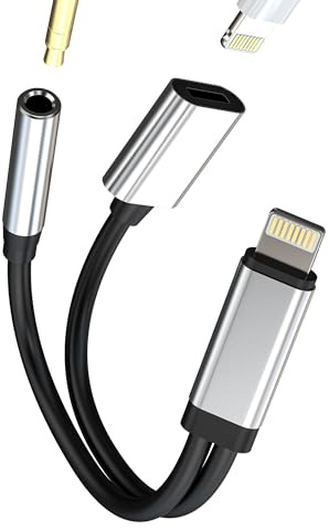 Adaptateur audio Lightning vers casque 3,5 mm pour iPhone (2 en 1) pour Apple MFI - Câble de charge - Répartiteur de voiture - AUX - Adaptateur jack - Câble de charge pour iPad - Prise casque
