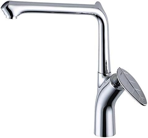 Küchenarmatur, Chrom-Messing-Mischer, Doppelwaschbecken, Drehbarer Wasserhahn, Blatt-Design, Einhand-Wasserhahn Mit Haken