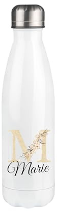 Edelstahl Trinkflasche personalisiert „Name und Anfangsbuchstabe“ – ca. 350ml-500ml-750ml Thermoflasche Isolierflasche | Geschenke für Frauen Männer Kinder Geburtstag Schule Sport (Größe M (500ml))