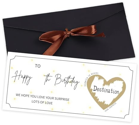 Rubbelkarte, Geburtstag Überraschung Rubbelkarte enthüllen Urlaub Überraschung, Personalisierte Goldene Bordkarte Rubbelkarte mit Umschlag für Valentinstag und Weihnachtskarten