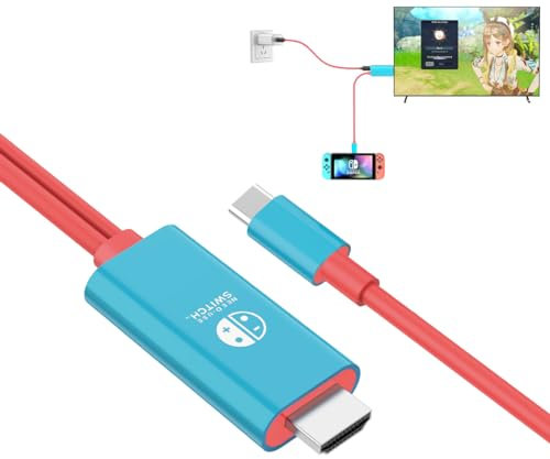 MaxRenard - Tragbares HDMI-Kabel für Nintendo Switch NS/OLED 4K USB C auf HDMI TV Adapter Stecker für Gaming-Switch, Monitor, Displayspiegel, ersetzen sperrige Basis