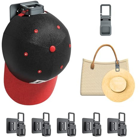 5 StüCk Cap Halterung Wand, Abnehmbare Basecap Kappenhalter Cap Organizer Kunststoff Hutklammern FüR Reisen An Taschen RucksäCken, Selbstklebende/Bohrbare Kappenhalter FüR TüRen SchräNke Schwarz