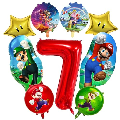 Kindergeburtstag deko set, 7 Jahre Kinder geburtstag Luftballon deko, Enthält Zahlenballons，Runde Ballons，Geeignet als Dekoration für feiern für Jungen und Mädchen