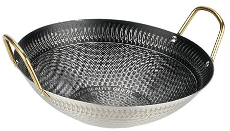 Gralara Kadhai Kadai Indian Kadai Multipurpose Home Skillet Deep Fry Pan Hotpot Pot Stir Fry Pan for Frying Stewing Meat Simmering, diameter 26cm